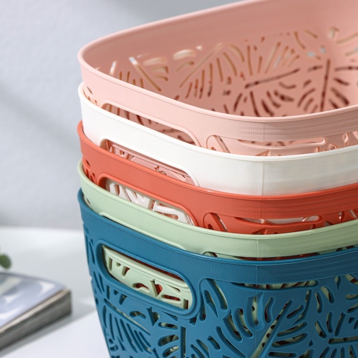 Корзина для хранения «Лист», пластик, 23,5×17×11 см, цвет МИКС Корзина для хранения «Лист», пластик, 23,5×17×11 см, цвет МИКС
