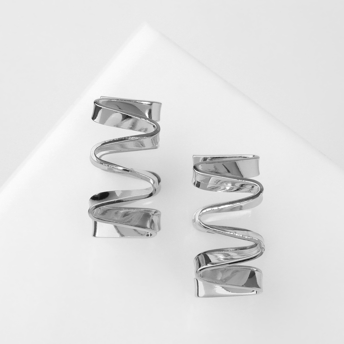 Серьги металл «Богема» спираль, цвет серебро Серьги металл «Богема» спираль, цвет серебро