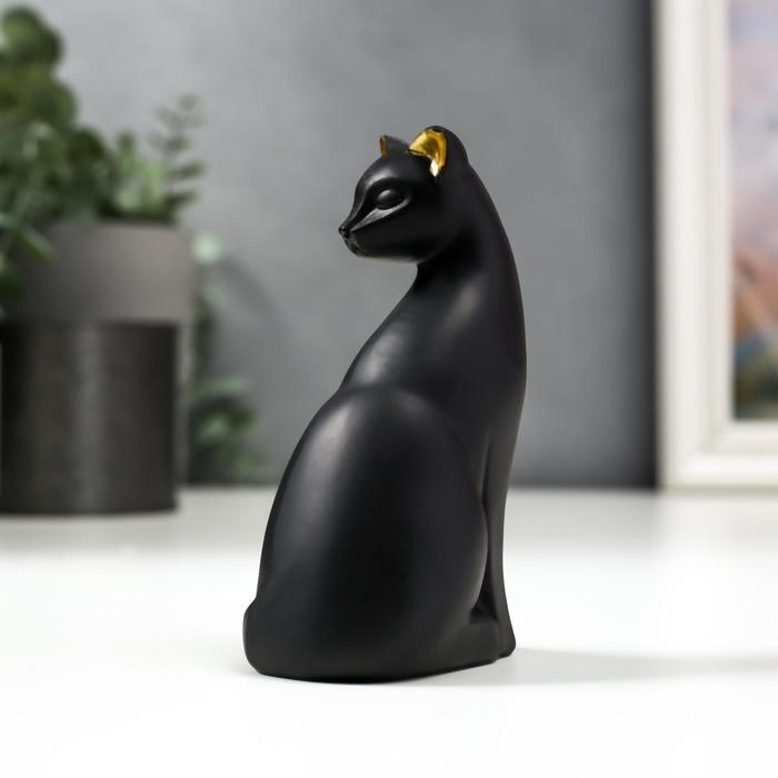 Сувенир полистоун Сувенир полистоун "Чёрная кошка с золотыми ушками" 12,7х7,7х4,3 см