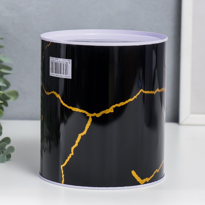 Копилка металл банка Копилка металл банка "Мрамор с золотыми трещинами" МИКС 15,5х13,5х13,5 см