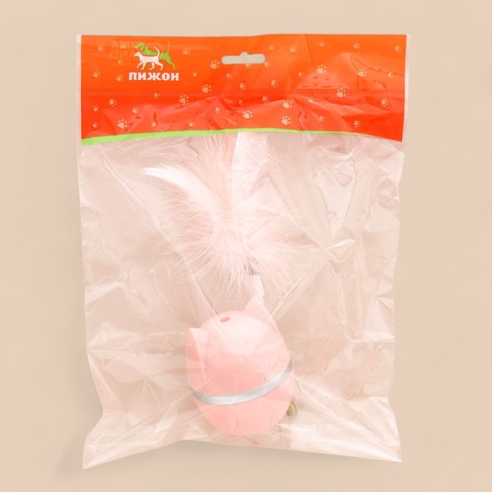 Игрушка-неваляшка  Игрушка-неваляшка "Перьевой взрыв" для кошек, 20 см, розовая