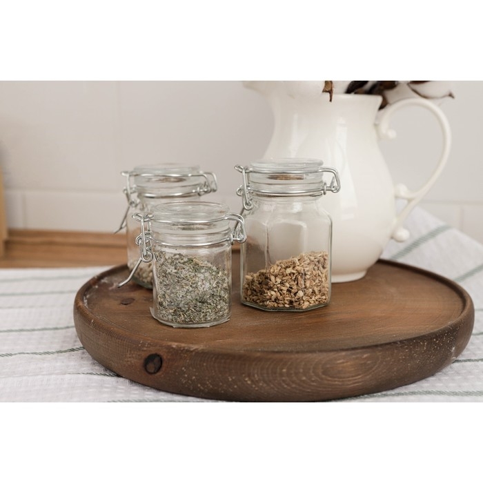 Банка стеклянная для хранения сыпучих продуктов Доляна «Квадрат», 110 мл, 5,5×8 см, с бугельным замком Банка стеклянная для хранения сыпучих продуктов Доляна «Квадрат», 110 мл, 5,5×8 см, с бугельным замком