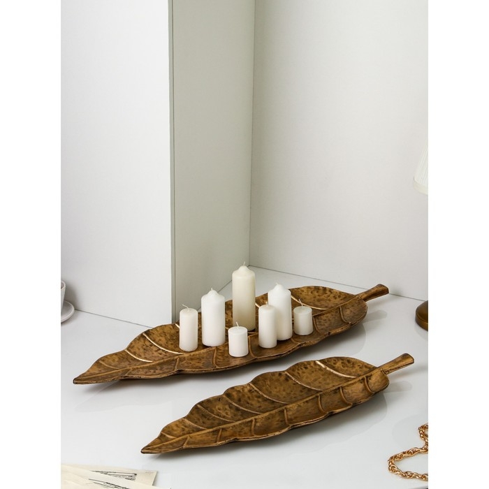 Набор органайзеров «Лист №5», полистоун, 2 шт, цвет золото Набор органайзеров «Лист №5», полистоун, 2 шт, цвет золото