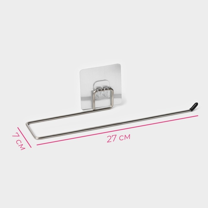 Держатель для бумажных полотенец настенный Доляна, 27×7×7 см, на липучке, цвет хром Держатель для бумажных полотенец настенный Доляна, 27×7×7 см, на липучке, цвет хром