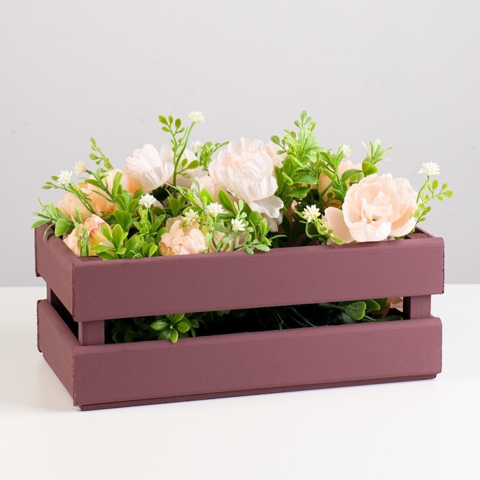 Кашпо деревянное 24.5×13.5×9 см  Кашпо деревянное 24.5×13.5×9 см "Двушка Лайт", двухреечное, бордовый тёмный Дарим Красиво
