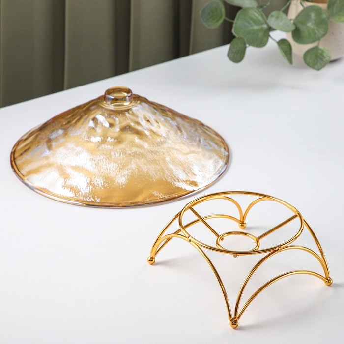 Ваза стеклянная для фруктов «Узор», d=25 см, цвет золотой Ваза стеклянная для фруктов «Узор», d=25 см, цвет золотой