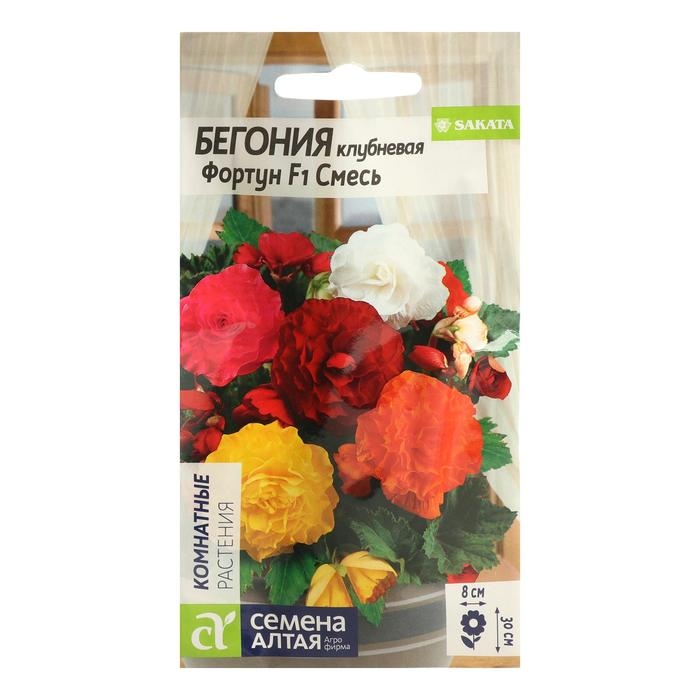 Семена цветов Бегония  Семена цветов Бегония "Фортун", смесь, клубневая, Сем. Алт, ц/п, 4 шт