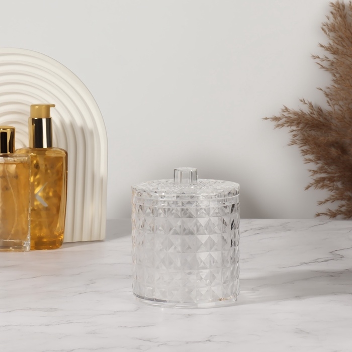 Органайзер для хранения, 1 секция, с крышкой, d = 10 × 12,5 см, цвет прозрачный Органайзер для хранения, 1 секция, с крышкой, d = 10 × 12,5 см, цвет прозрачный