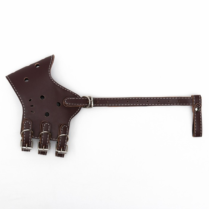 Намордник из прессованной кожи регулируемый, №4, ДН 8,8 см, ОМ 29-35 см, коричневый Намордник из прессованной кожи регулируемый, №4, ДН 8,8 см, ОМ 29-35 см, коричневый