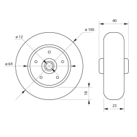 Колесо для транспортных тележек, d=100 мм