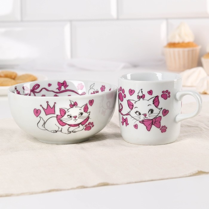 Набор детской посуды, 2 предмета: салатник, кружка Набор детской посуды, 2 предмета: салатник, кружка "Кошечка Мари", Коты Аристократы