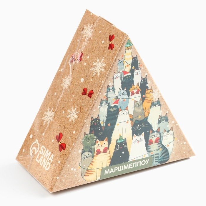 Новый год! Маршмеллоу в виде колпочка «Котики», со вкусом малины, 38 г
