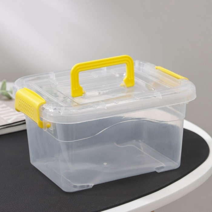 Контейнер для хранения, 20×15×11 см, крышка с ручкой на защёлке, цвет оранжевый Контейнер для хранения, 20×15×11 см, крышка с ручкой на защёлке, цвет оранжевый