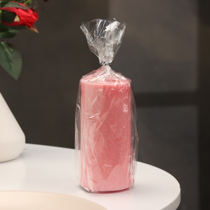 Свеча-цилиндр гладкая, 5х10 см, розовая, 6 ч Свеча-цилиндр гладкая, 5х10 см, розовая, 6 ч