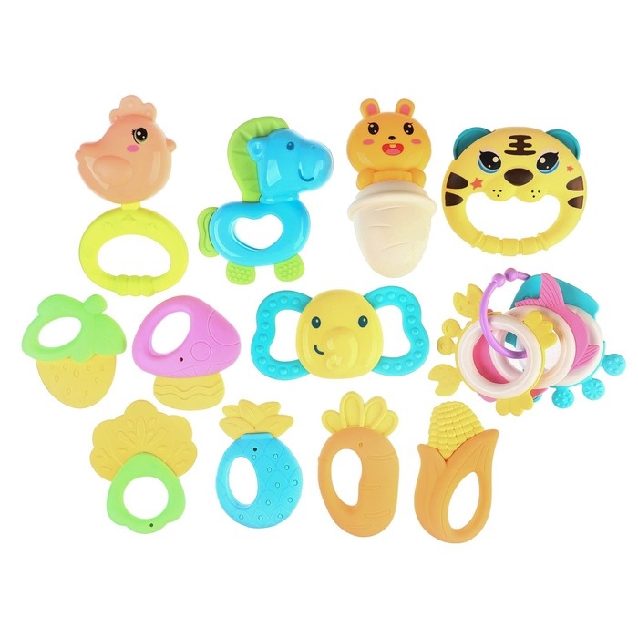 Набор погремушек «Беби», с эластичными элементами, 12 шт., Крошка Я Набор погремушек «Беби», с эластичными элементами, 12 шт., Крошка Я