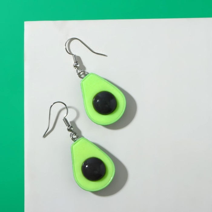 Серьги пластик «Авокадо», висячие, цвет коричнево-салатовый Серьги пластик «Авокадо», висячие, цвет коричнево-салатовый