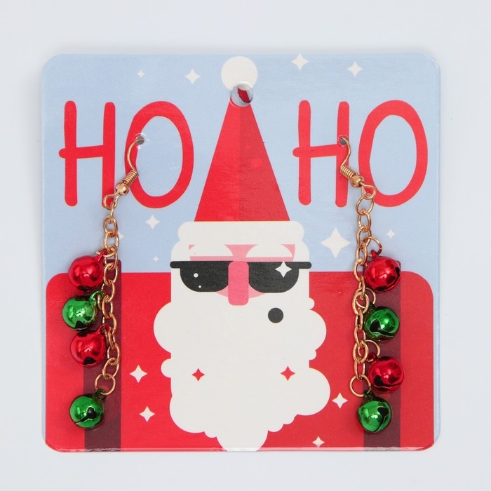 Новый год! Серьги «Бубенцы», цвет красно-зелёный в золоте Новый год! Серьги «Бубенцы», цвет красно-зелёный в золоте