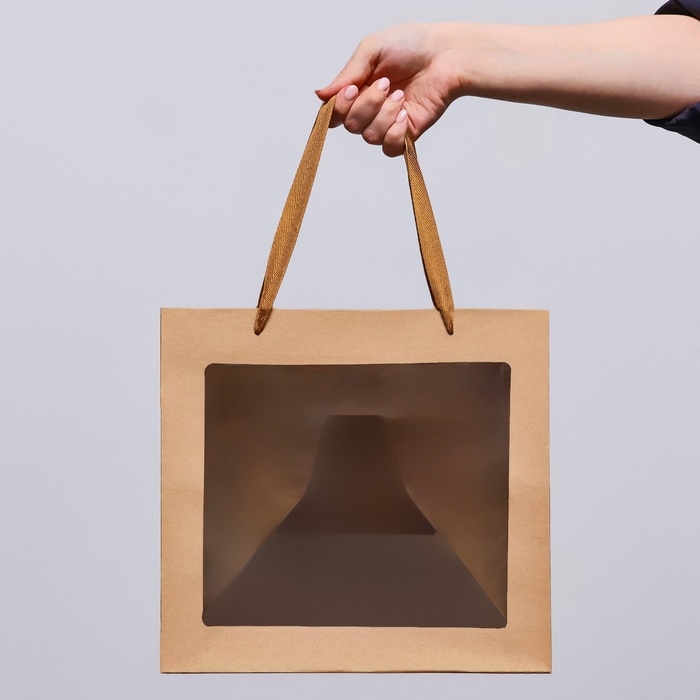 Пакет подарочный, крафт, с окном, 30 х 30 х 30 см Пакет подарочный, крафт, с окном, 30 х 30 х 30 см