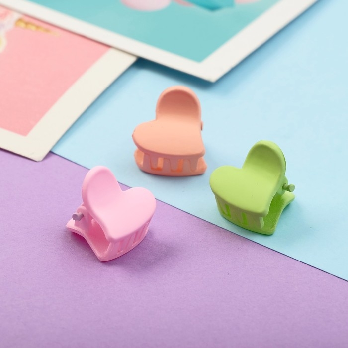 Краб для волос  Краб для волос "Куклёнок" (набор 10 шт) сердце, 1,5 см, микс