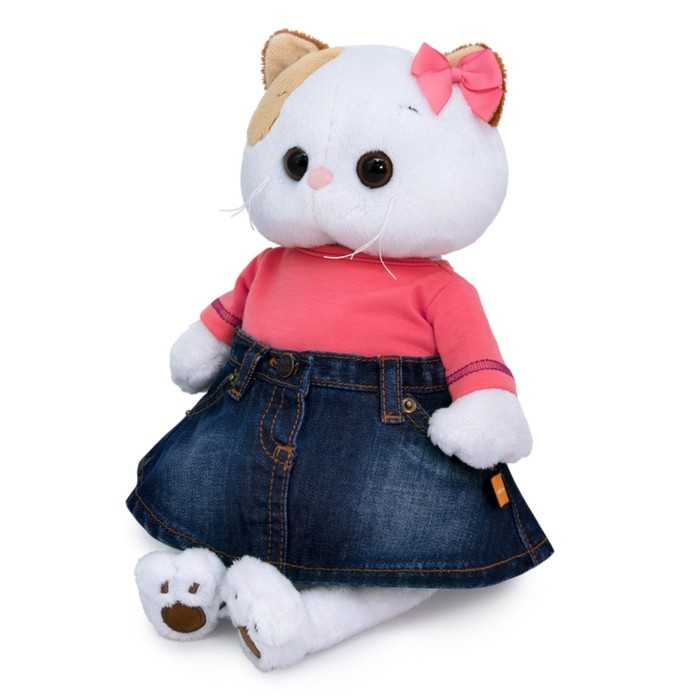 Мягкая игрушка «Ли-Ли в джинсовой юбке и коралловой футболке», 24 см
