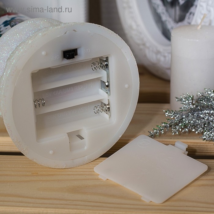 Светодиодная фигура «Свеча со снеговиком» 10 × 26 × 10 см, пластик, блёстки, батарейки ААх3 (не в комплекте), свечение RGB Светодиодная фигура «Свеча со снеговиком» 10 × 26 × 10 см, пластик, блёстки, батарейки ААх3 (не в комплекте), свечение RGB