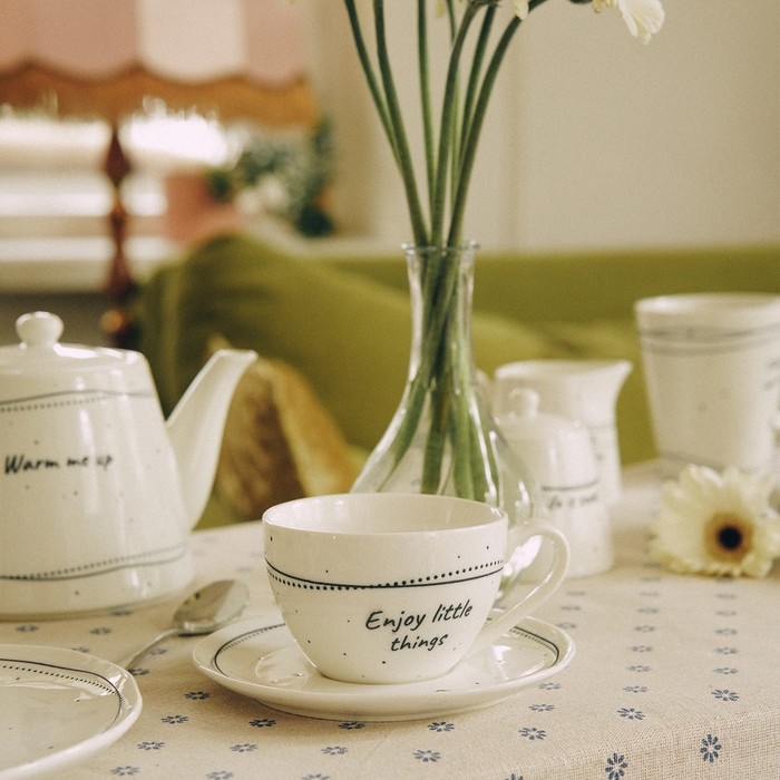 Набор чайный фарфоровый SL Home «Милый дом», 4 предмета: 2 чашки 275 мл, 2 блюдца d=15,5 см, цвет белый