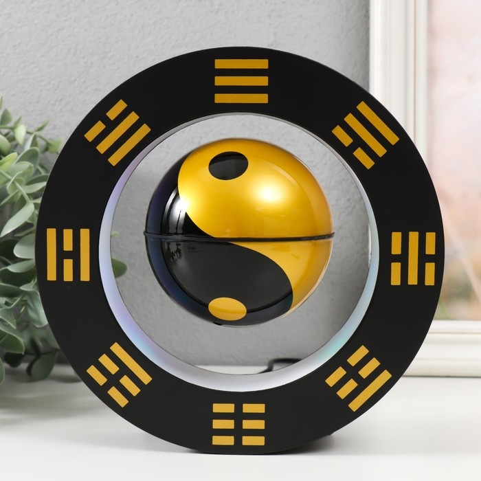 Левитирующий сувенир свет  Левитирующий сувенир свет "Инь-ян в круге" чёрный шар d=8,5 см 22х8,5х22 см