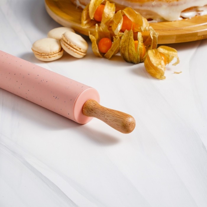 Скалка Доляна «Конфетти», 30×4,3 см, рабочая часть 17 см, цвет розовый Скалка Доляна «Конфетти», 30×4,3 см, рабочая часть 17 см, цвет розовый