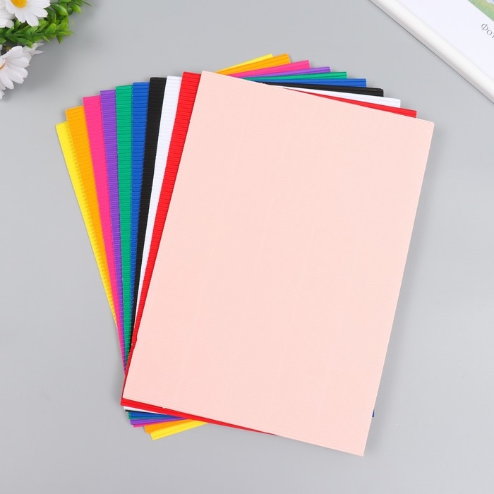 Картон гофрированный Картон гофрированный "Цветной" набор 10 листов МИКС формат А4