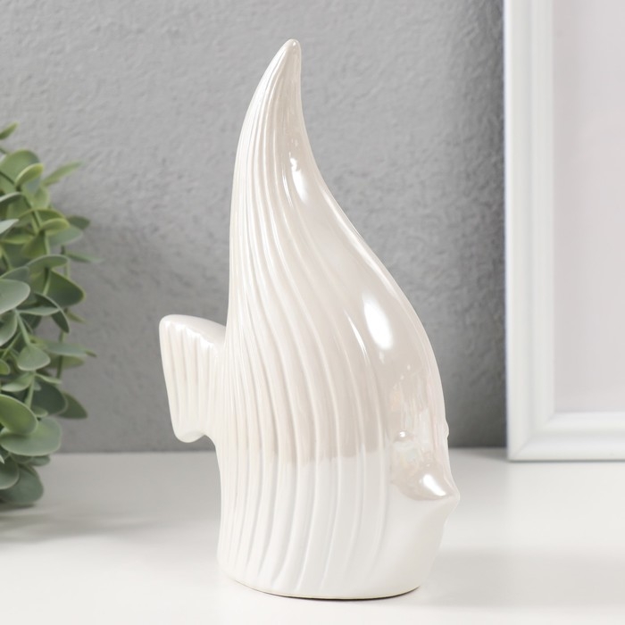 Копилка керамика Копилка керамика "Рыбка скалярия" белый перламутр 12,5х6,3х18 см