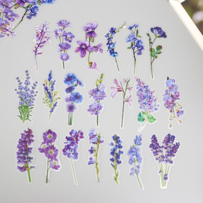 Наклейки для творчества пластик PVC Наклейки для творчества пластик PVC "Сиреневое поле" набор 40 шт 9х10.5 см