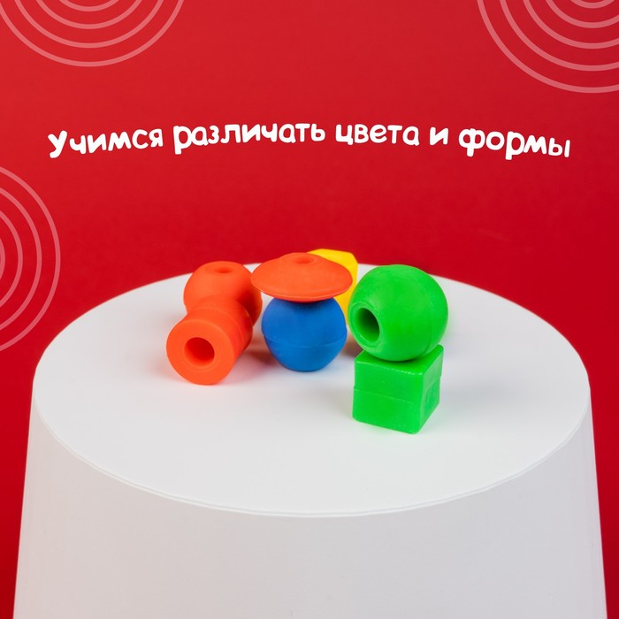 Шнуровка в банке 40 элементов «Весёлые бусинки», по методике Монтессори Шнуровка в банке 40 элементов «Весёлые бусинки», по методике Монтессори