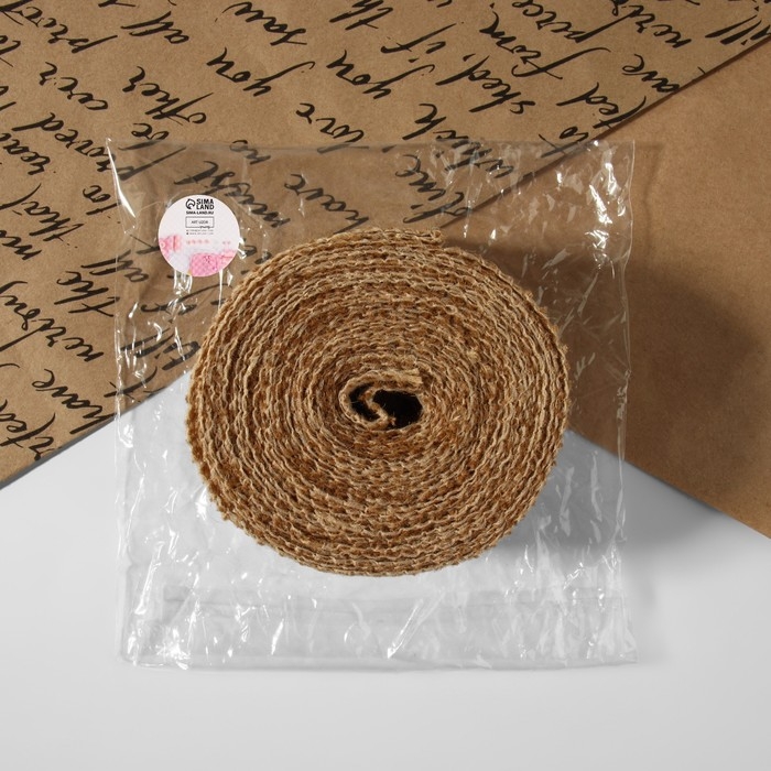 Лента из джута «Кружево», 50 мм, 4,5 ± 0,5 м, цвет белый Лента из джута «Кружево», 50 мм, 4,5 ± 0,5 м, цвет белый