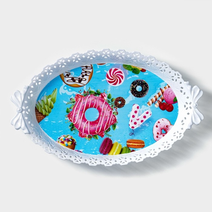 Поднос овальный Доляна «Пастораль», 36×22×5 см, цвет МИКС Поднос овальный Доляна «Пастораль», 36×22×5 см, цвет МИКС