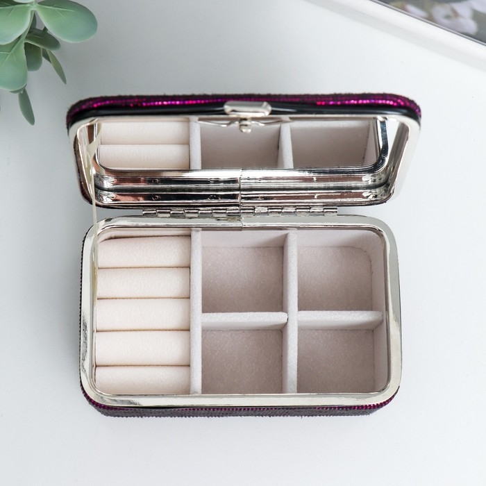 Шкатулка кожзам для украшений  Шкатулка кожзам для украшений "Мелкие квадратики. Фиолет" 6х7х12 см