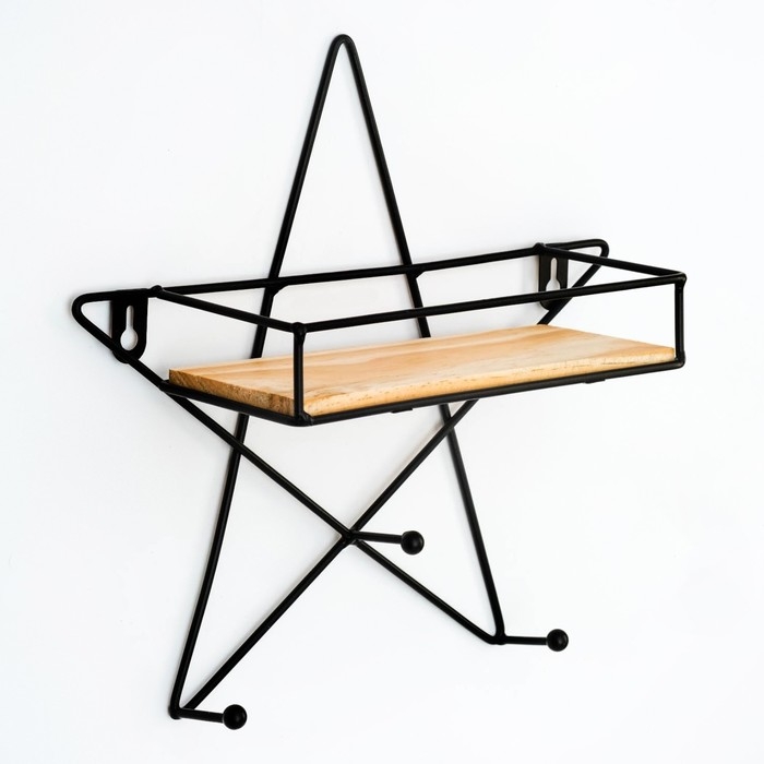 Вешалка настенная с полкой Вешалка настенная с полкой "Звезда", с подсветкой, 3 крючка, черная