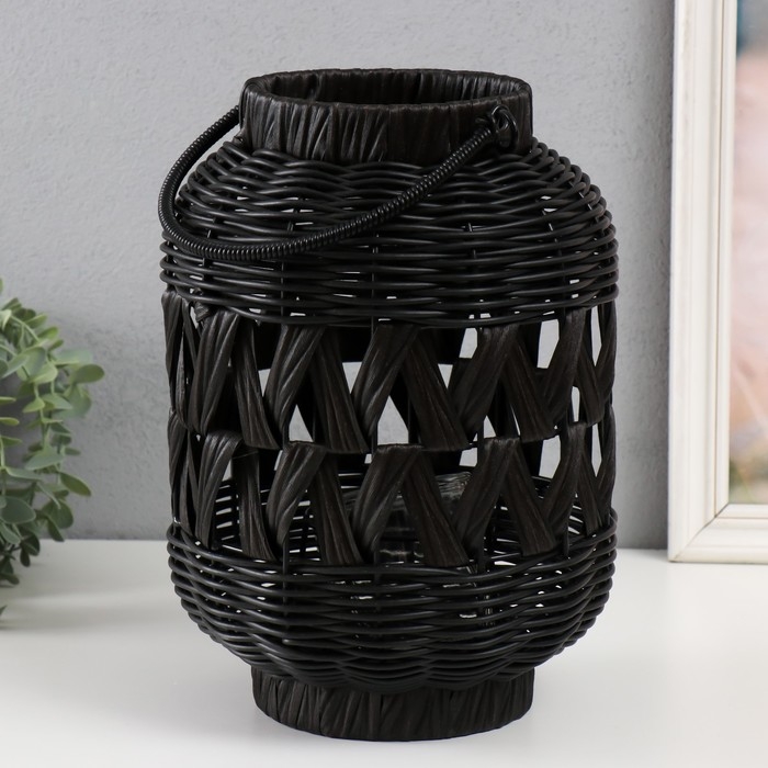 Подсвечник пластик Подсвечник пластик "Фонарик. Корзинка" чёрный 30х21х21 см