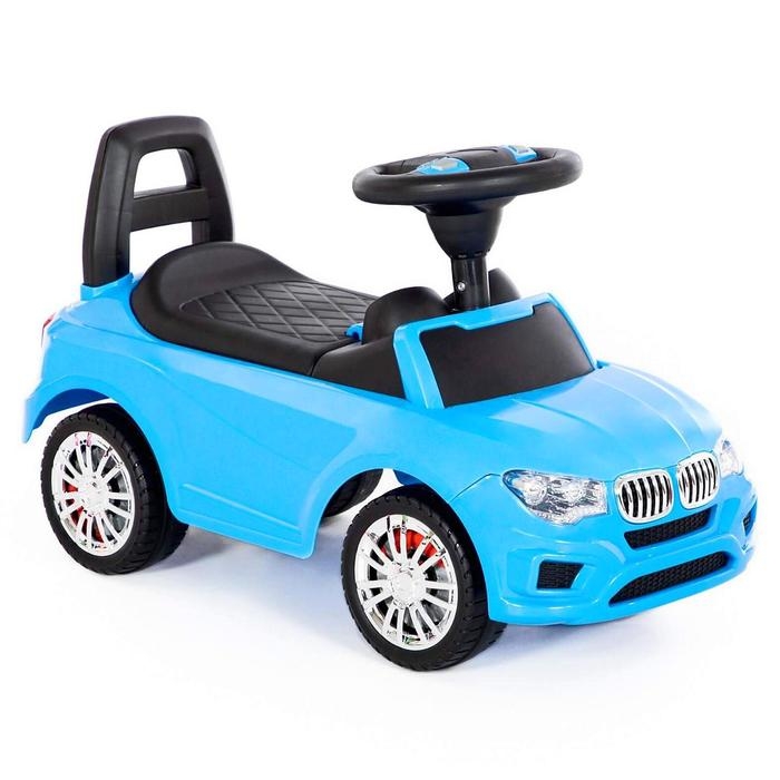 Каталка-автомобиль SuperCar №5 со звуковым сигналом, цвет голубой Каталка-автомобиль SuperCar №5 со звуковым сигналом, цвет голубой