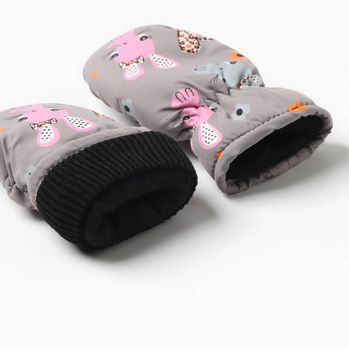 Варежки зимние детские MINAKU, цвет серый, 18см