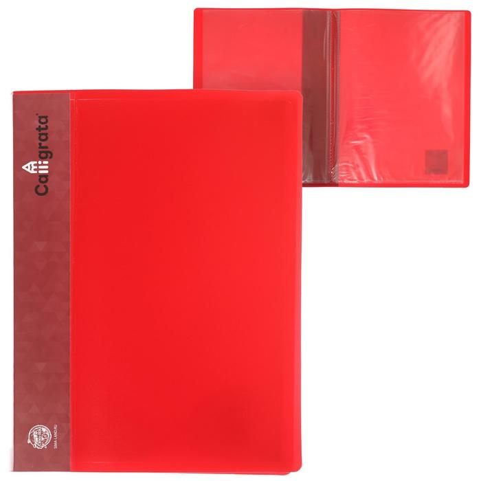 Папка с 10 вкладышами А4, 500 мкм, Calligrata, карман на корешке, красная Папка с 10 вкладышами А4, 500 мкм, Calligrata, карман на корешке, красная