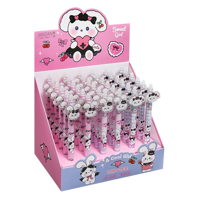 Ручка гелевая автомат Ручка гелевая автомат "Милашки", стираемые чернила, чернила синие, МИКС