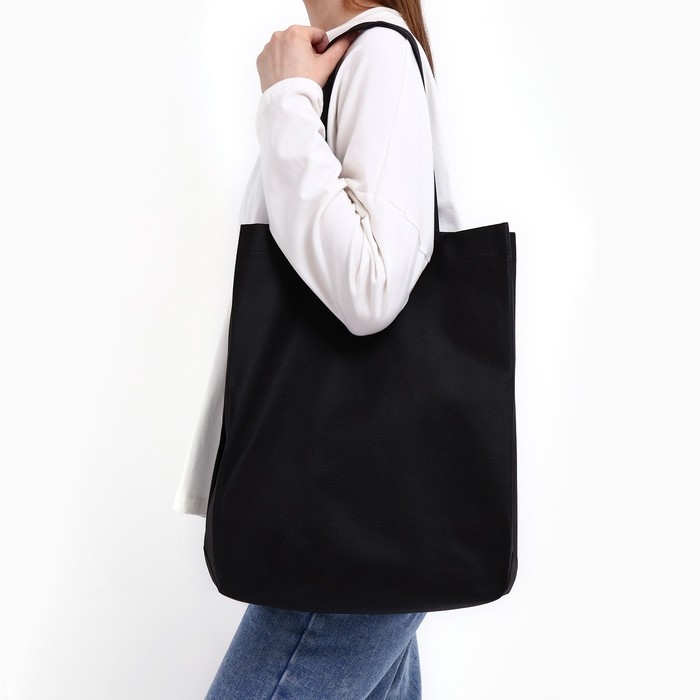 Шопер (пакет) шоппер, 42х10х30 см, однотонный, без подклада, чёрный Шопер (пакет) шоппер, 42х10х30 см, однотонный, без подклада, чёрный