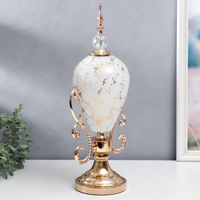 Сувенир интерьерный металл, стекло  Сувенир интерьерный металл, стекло "Изящный кубок" золото, кракелюр 49х12,5х24 см