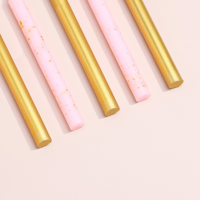 Набор свечей для торта  Набор свечей для торта "Спарк", 12 шт, 8 см, розовый и золотой металлик