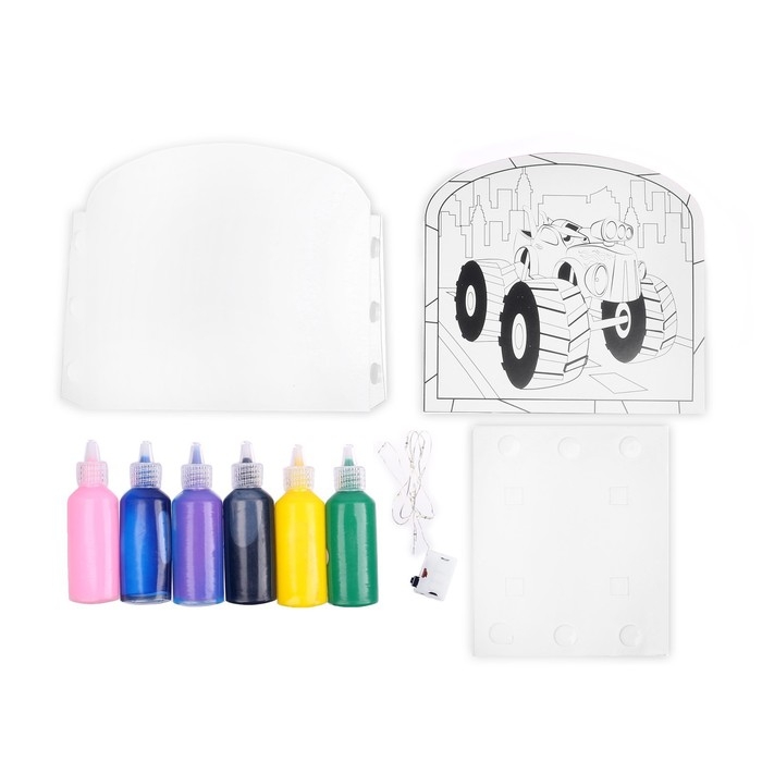 Набор для творчества «Волшебный ночник», машинка, витражный, 5+ Набор для творчества «Волшебный ночник», машинка, витражный, 5+