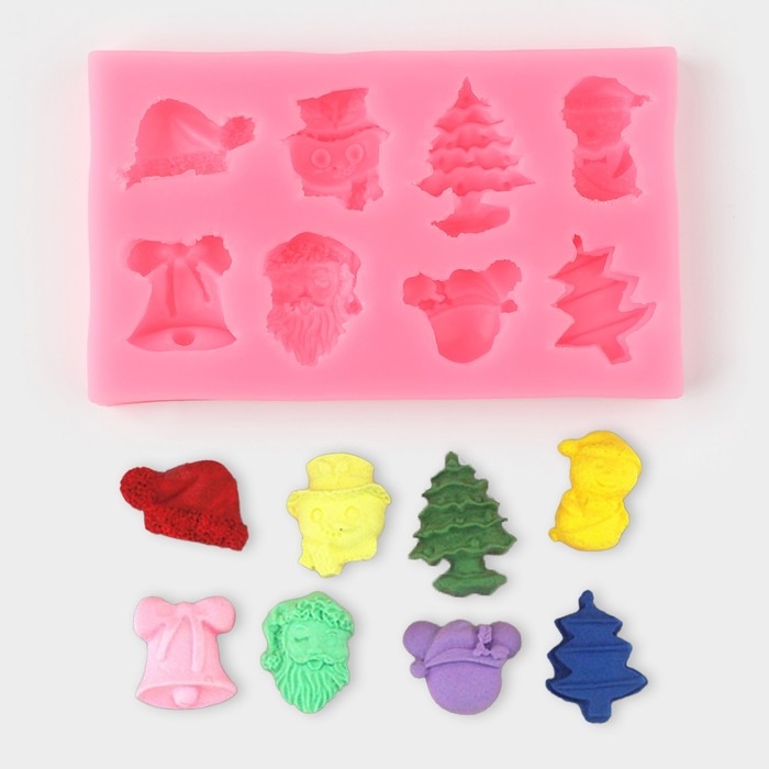 Молд новогодний «Снежные», силикон, 11,8×7 см, цвет розовый Молд новогодний «Снежные», силикон, 11,8×7 см, цвет розовый