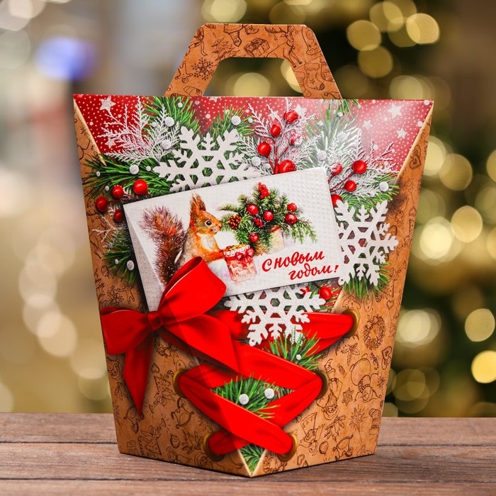 Подарочная коробка Подарочная коробка "Новогодний презент", 19 х 13,5 х 20 см