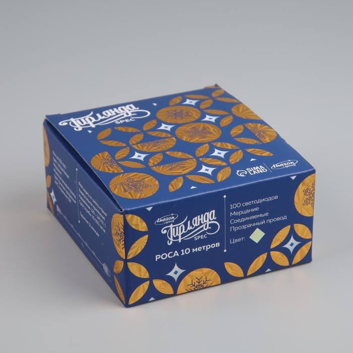 Гирлянда «Нить» 10 м роса, IP44, медная нить, 100 LED, свечение тёплое белое, мерцание, 220 В