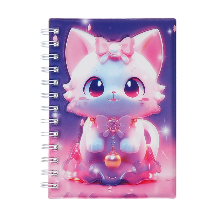 Записная книжка подарочная на гребне 80л,линия, цветной блок,обложка ПВХ 3D Кошка(17,6х13,5см) 105 Записная книжка подарочная на гребне 80л,линия, цветной блок,обложка ПВХ 3D Кошка(17,6х13,5см) 105