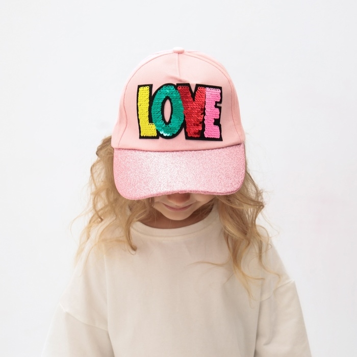 Кепка для девочки MINAKU "LOVE" цвет розовый, р-р 52